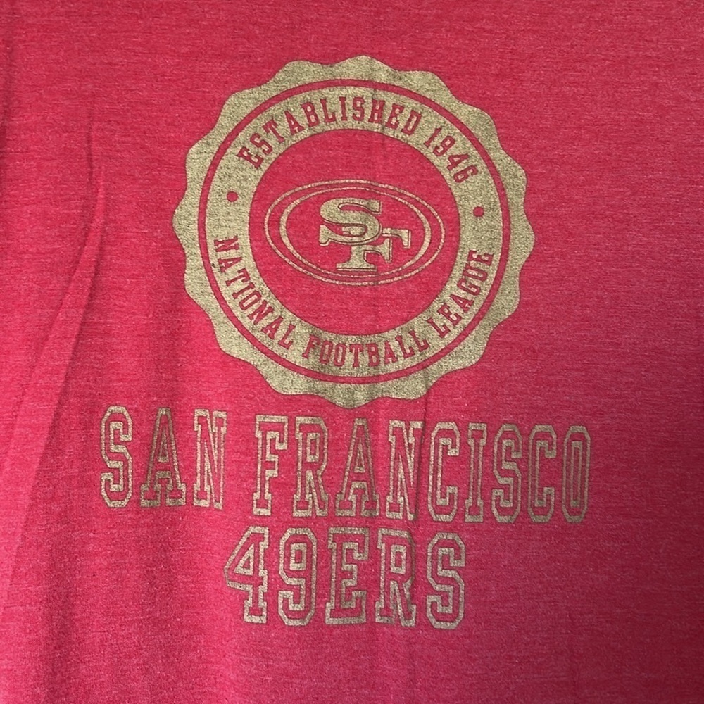 SF San Francisco 49ers NFL Hands High Men's Red Short Sleeve T-Shirt  LARGE